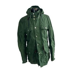 Hackett London Anorak Windbreaker Hooded Rain Jacket Olive Green Size S